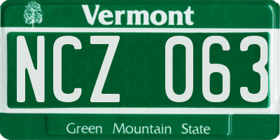 VT license plate NCZ063
