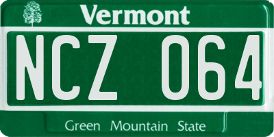 VT license plate NCZ064
