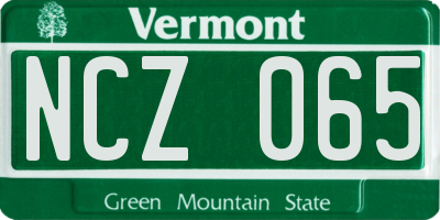 VT license plate NCZ065