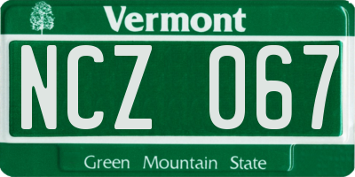VT license plate NCZ067