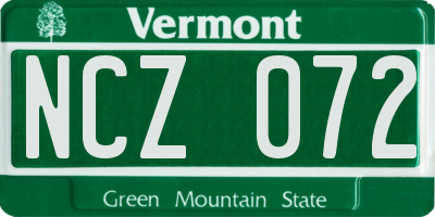 VT license plate NCZ072
