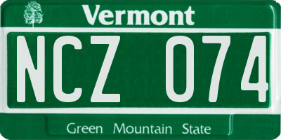VT license plate NCZ074