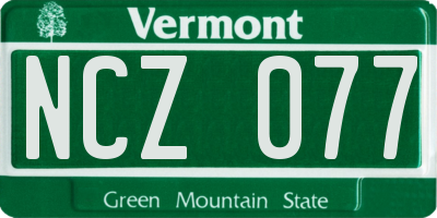 VT license plate NCZ077