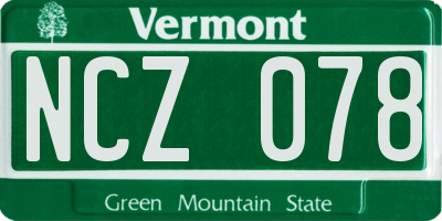 VT license plate NCZ078