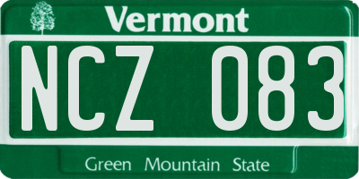 VT license plate NCZ083