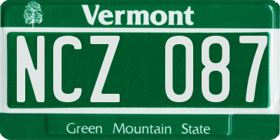 VT license plate NCZ087