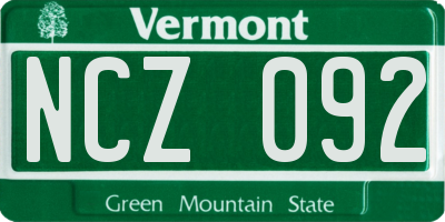 VT license plate NCZ092