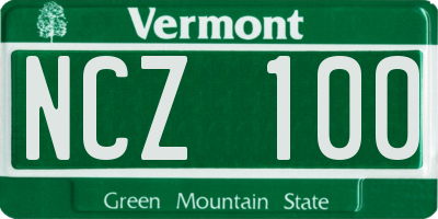 VT license plate NCZ100