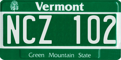 VT license plate NCZ102
