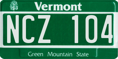 VT license plate NCZ104