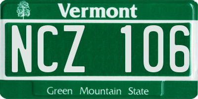 VT license plate NCZ106