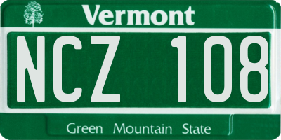 VT license plate NCZ108