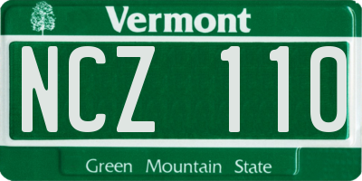 VT license plate NCZ110