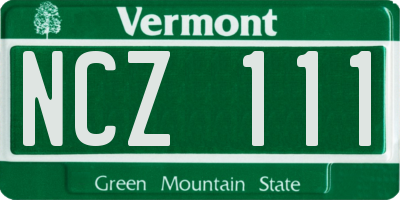 VT license plate NCZ111