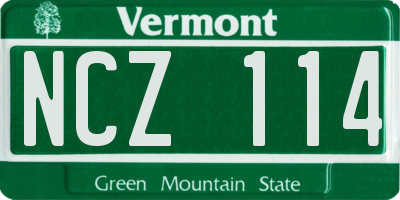 VT license plate NCZ114