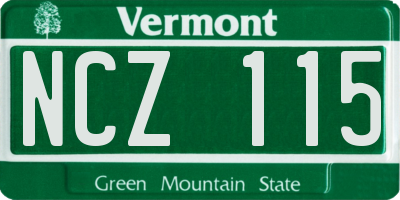 VT license plate NCZ115