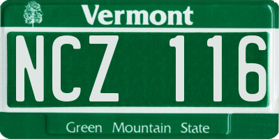 VT license plate NCZ116