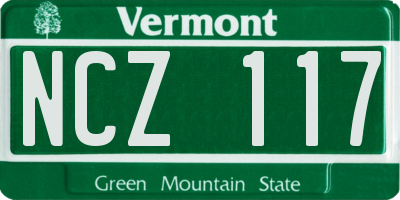 VT license plate NCZ117