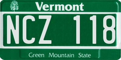 VT license plate NCZ118