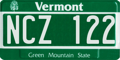 VT license plate NCZ122