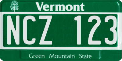 VT license plate NCZ123