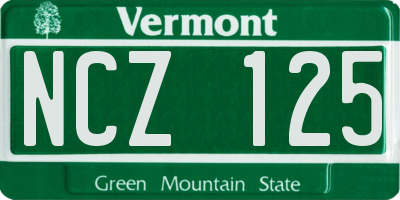 VT license plate NCZ125