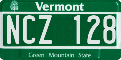 VT license plate NCZ128