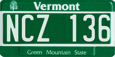 VT license plate NCZ136