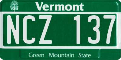 VT license plate NCZ137