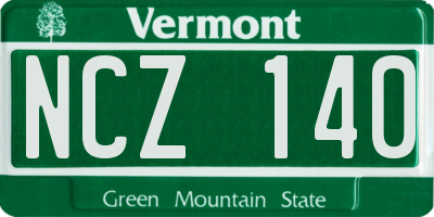 VT license plate NCZ140