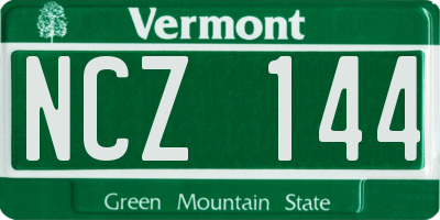 VT license plate NCZ144