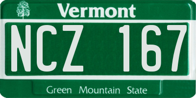 VT license plate NCZ167