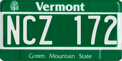 VT license plate NCZ172