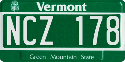 VT license plate NCZ178