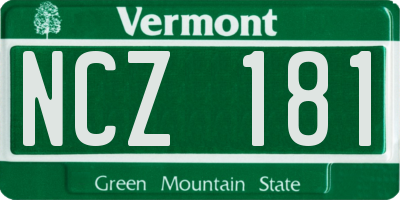 VT license plate NCZ181