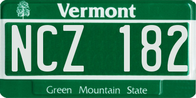 VT license plate NCZ182