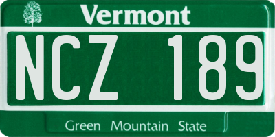VT license plate NCZ189