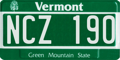 VT license plate NCZ190
