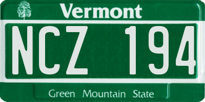 VT license plate NCZ194