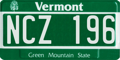 VT license plate NCZ196