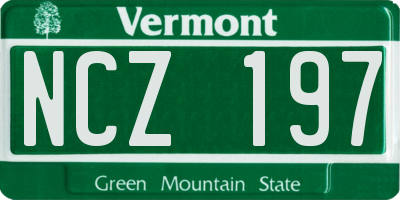 VT license plate NCZ197