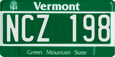 VT license plate NCZ198