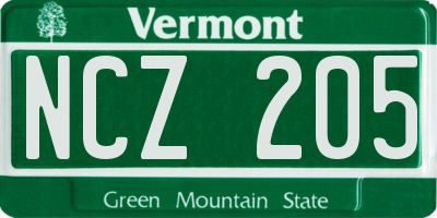 VT license plate NCZ205