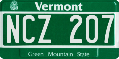 VT license plate NCZ207