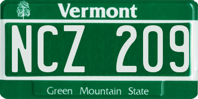 VT license plate NCZ209