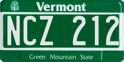 VT license plate NCZ212