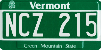 VT license plate NCZ215