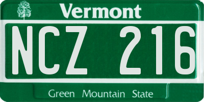 VT license plate NCZ216