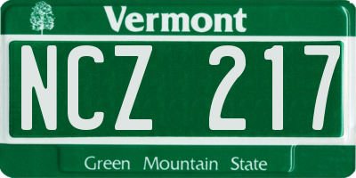 VT license plate NCZ217