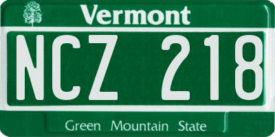 VT license plate NCZ218